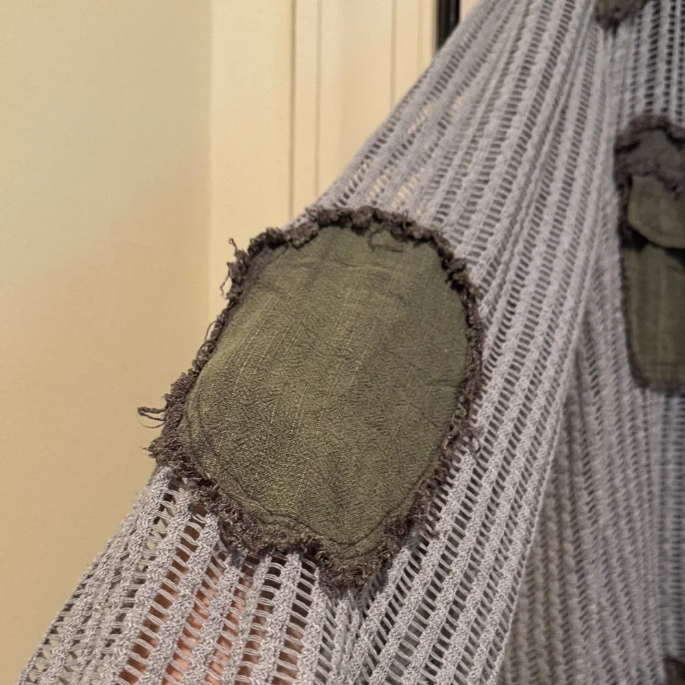 POL women’s Two-Tone crochet like Hooded Utility Jacket in Gray and Olive NWOT - Picture 7 of 16